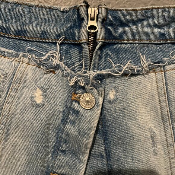 ZARA TRF IX’D MAKERS Blogger Fave Denim Distressed Double Layer Mini Skirt - M - Picture 10 of 13